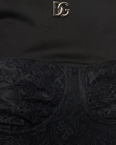 Krajkové bavlněné tričko jersey Dolce & Gabbana černé
