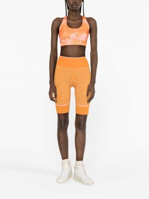 Shorts de sport à imprimé à imprimé léopard Adidas By Stella Mccartney orange
