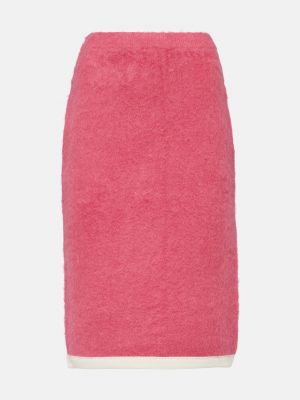 Кашемировая шерстяная юбка миди Xu Zhi розовая