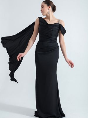 Satenska večernja haljina Lafaba crna