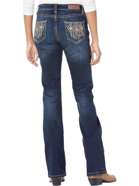 Кожаные джинсы клеш с карманами с шипами Rock And Roll Cowgirl