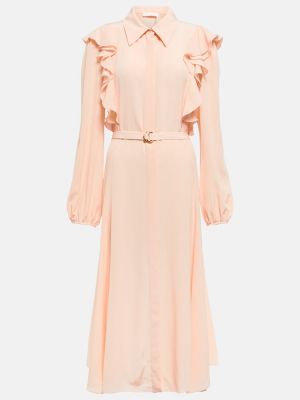 Svilena midi haljina Chloã© ružičasta