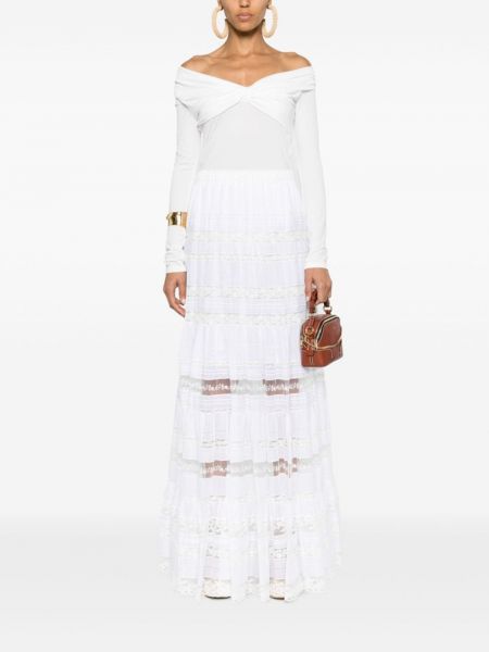 Krajkové plisované midi sukně Ermanno Scervino bílé