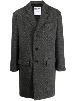 Μάλλινο παλτό με σχέδιο Moschino μαύρο