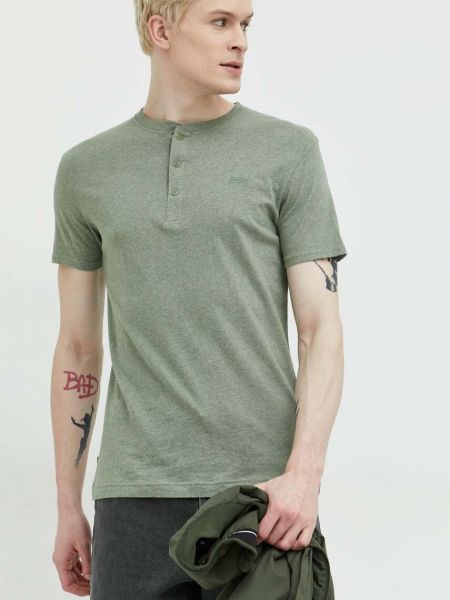 Superdry pamut póló zöld, melange