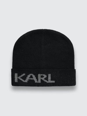 Vlněný čepice Karl Lagerfeld černý