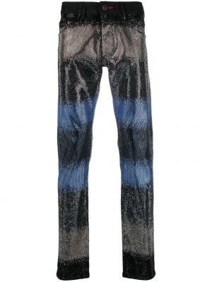 Křišťálové straight fit džíny s přechodem barev Philipp Plein