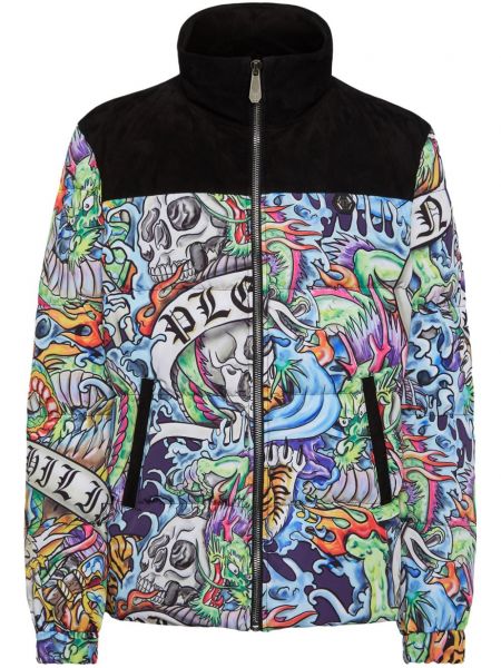 Lange jacke mit print Philipp Plein schwarz