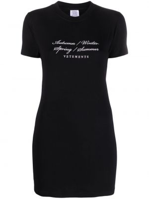 Mini-abito con stampa Vetements nero