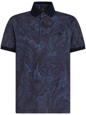 Памучна поло тениска с принт с пейсли десен Etro синьо