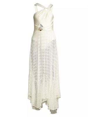 Асимметричное платье макси в сетку Patbo белый