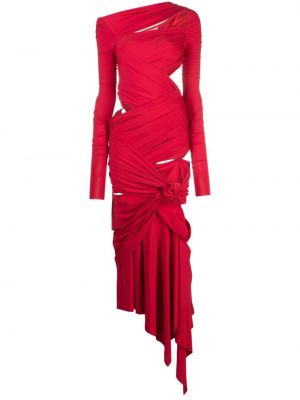 Вечерна рокля с драперии The Attico червено