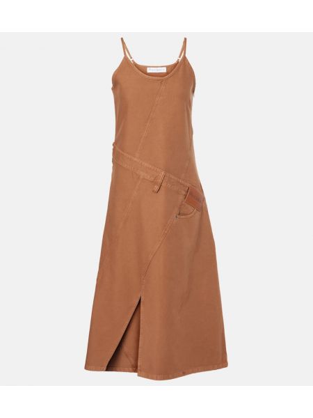 Asymmetrisk bomuld midi kjole Jw Anderson brun