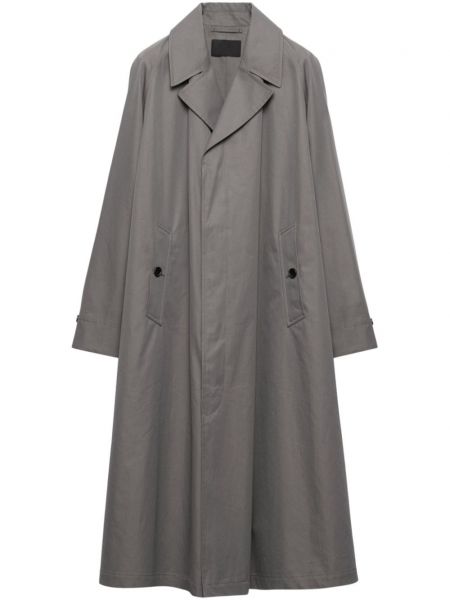Long manteau en coton Prada gris