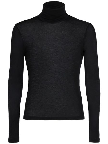 Suéter de lana de cuello vuelto Saint Laurent negro
