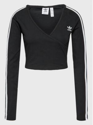 Slim fit priliehavá blúzka Adidas čierna