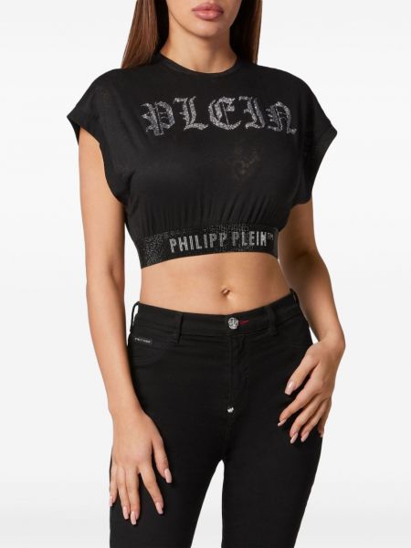 Marškinėliai su kristalais Philipp Plein juoda