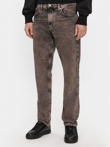 Straight fit džíny Calvin Klein Jeans hnědé