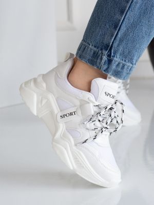 Sneakerși cu șireturi din dantelă İnan Ayakkabı alb