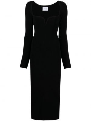 Viskózové pletené šaty s dlouhými rukávy z polyesteru Galvan - černá
