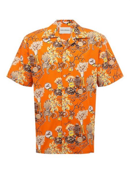 Хлопковая рубашка Drôle De Monsieur оранжевая
