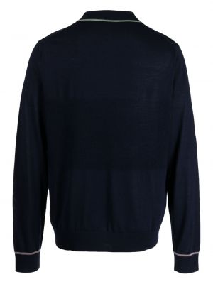 Vlněný svetr na zip z merino vlny Ps Paul Smith modrý