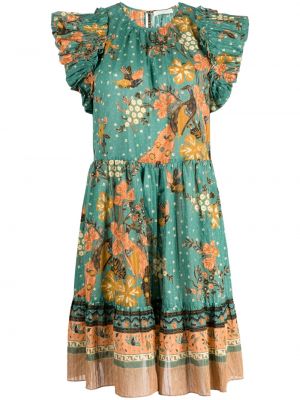 Květinové mini šaty s potiskem Ulla Johnson zelené