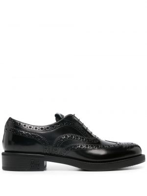 Pantofi oxford cu șireturi din piele din dantelă Miu Miu negru