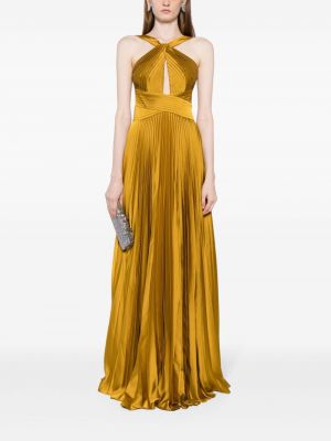 Abendkleid mit plisseefalten Marchesa Notte gold