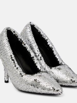 Pantofi cu toc Balenciaga argintiu