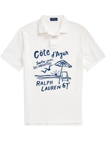 Pamučna majica s vezom s gumbima Polo Ralph Lauren