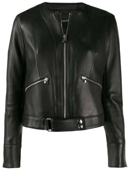 Chaqueta de cuero con cremallera Philipp Plein negro