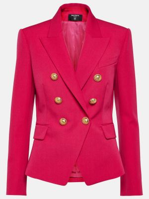 Шерстяной пиджак Balmain розовый