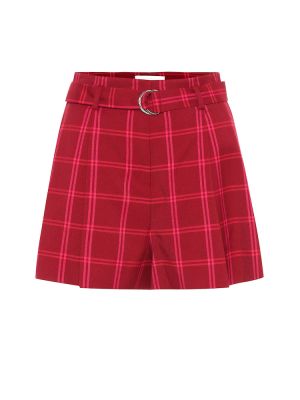 Shorts en coton à carreaux Simkhai rouge