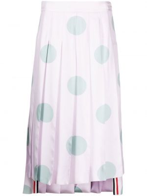 Puntíkaté hedvábné plisovaná sukně s vysokým pasem Thom Browne - růžová