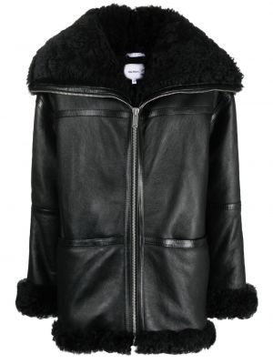 Kožená bunda na zip Halfboy černá