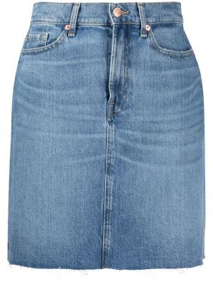 Klasické přiléhavé džínová sukně s páskem 7 For All Mankind - modrá