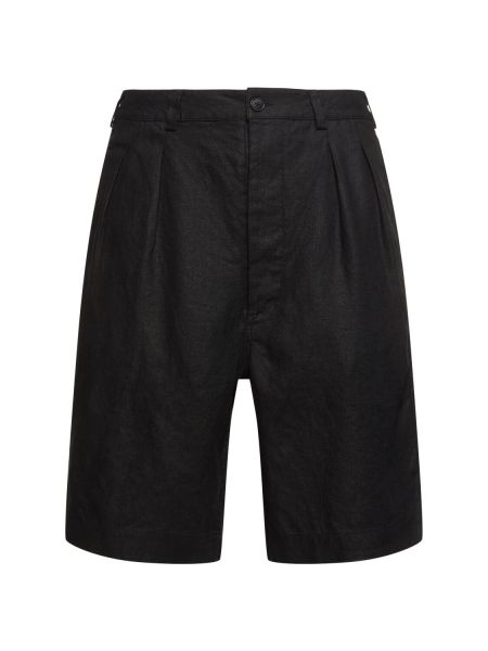 Plisserade shorts i linne Sunflower svart