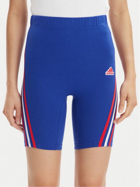 Pruhované slim fit cyklistické šortky Adidas modré