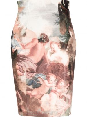Pouzdrová sukně s potiskem Balmain růžové