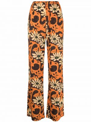 Relaxed fit hlače s cvetličnim vzorcem Nanushka oranžna