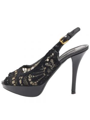 Sandały trekkingowe na obcasie koronkowe Dolce & Gabbana Pre-owned czarne