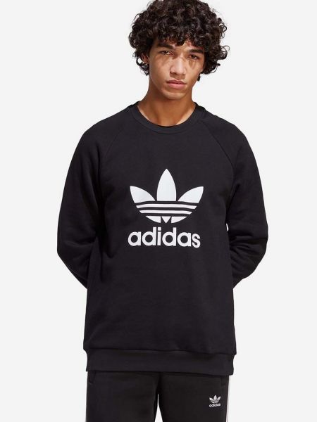 Pamučna hoodie s kapuljačom s printom Adidas Originals crna