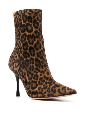 Leopardí kotníkové boty s potiskem Gianvito Rossi