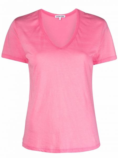 Camiseta de algodón con escote v Cotton Citizen rosa