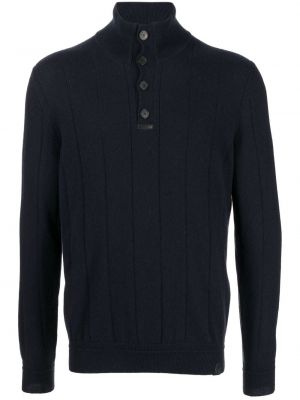 Кашмирен пуловер с копчета Brioni синьо