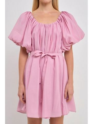 Платье мини с пышными рукавами Endless Rose розовое