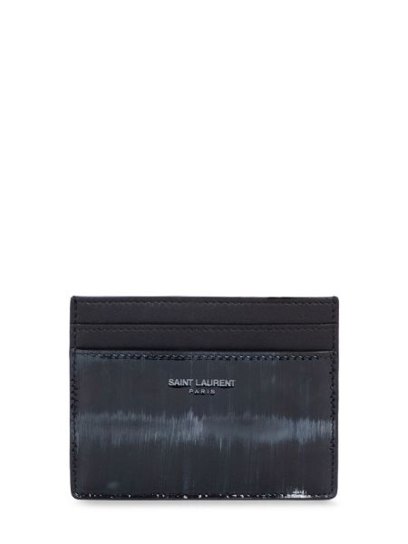 Kožni novčanik od lakirane kože Saint Laurent crna