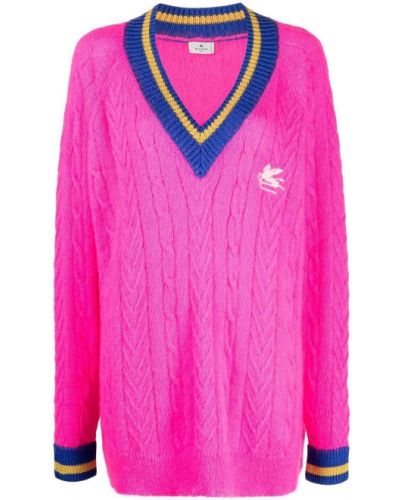 Jersey con bordado de punto de tela jersey Etro rosa