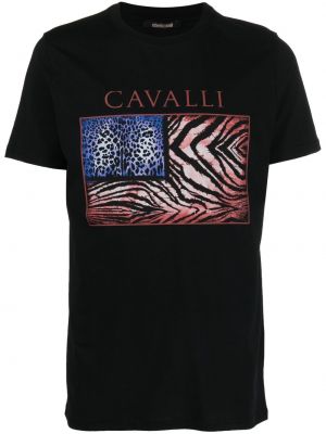 Тениска с принт Roberto Cavalli черно